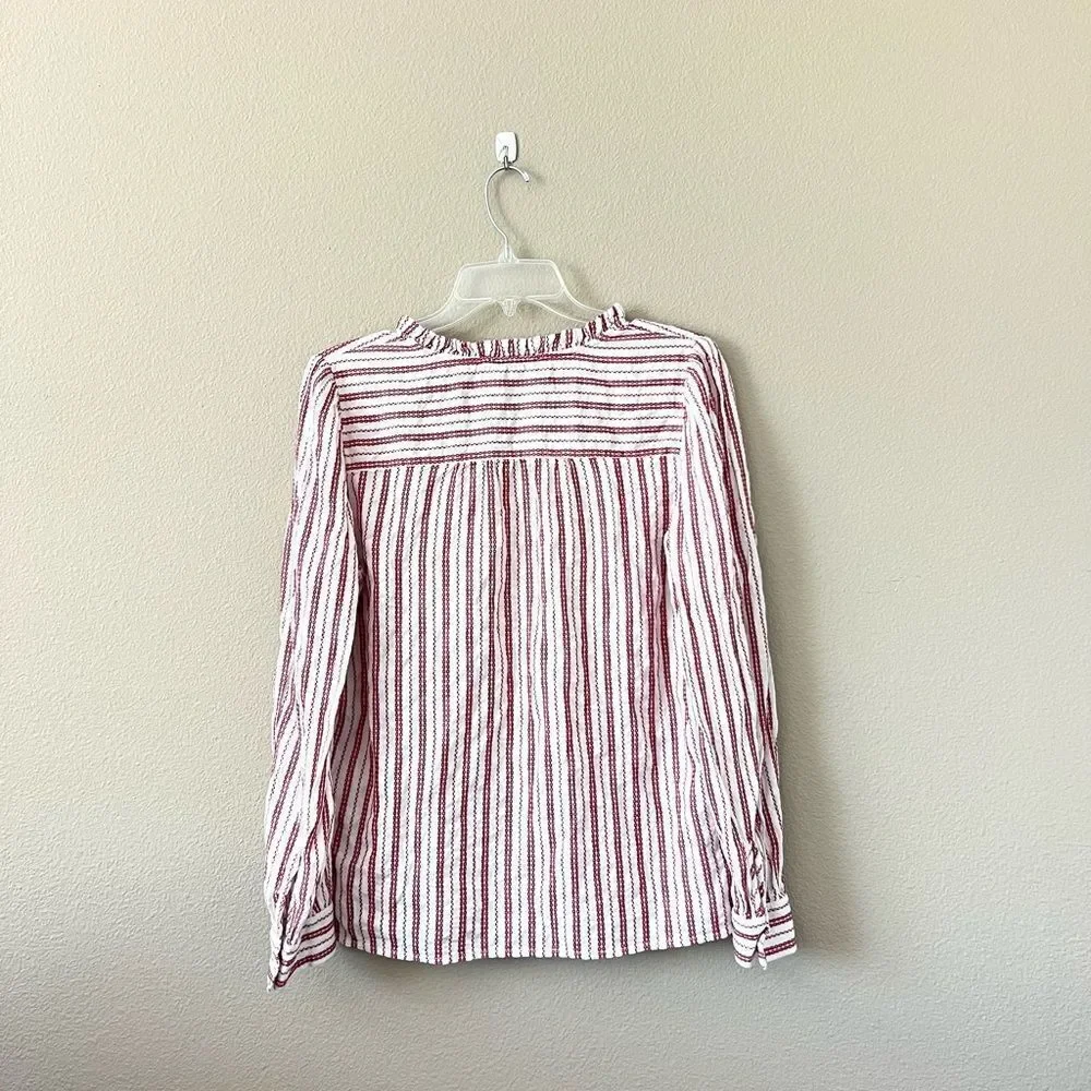 Loft Striped Ruffle Blouse